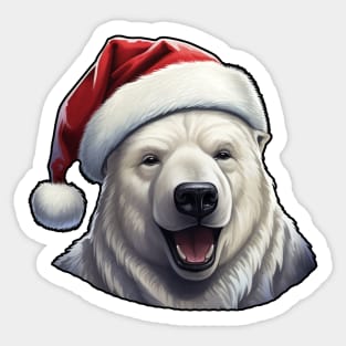Polar Bear Wearing a Santa Hat Sticker